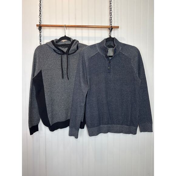 Express Men’s Gray Hooded Sweater Cotton Cabincore Outdoor Warm Bundle Sz M - Picture 1 of 8